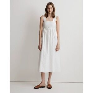 NEW!  Madewell Cutout-Back Empire Midi Dress Cotton Eyelet White Size 2 $158